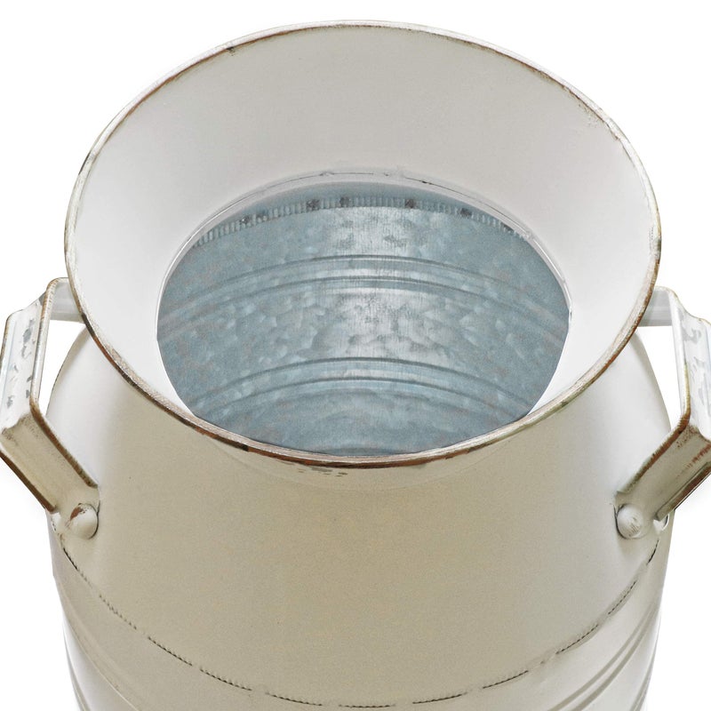 Soyizom Shabby Chic White Jug Vase - Farmhouse Rustic Decorative Pitcher - Vintage French Galvanized Metal Vase - Country Primitive Jug for Artificial Dried Flowers - 8.7"H Tall - Image 5